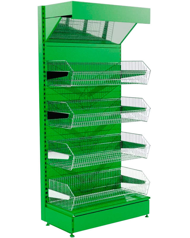 Овощной стеллаж с сетчатыми корзинами (2250-1250-500 мм