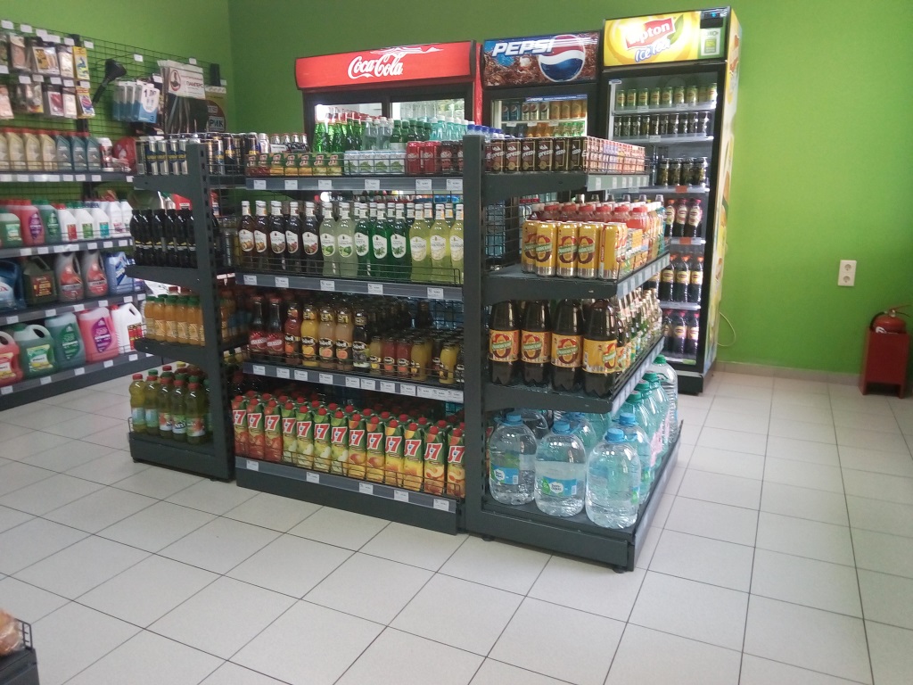 Торговый стеллаж островной без фриза (1320-1300-500 мм