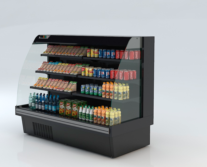 Витрина-горка низкая на встроенном холодильном агрегате в продуктовый магазин Немига П Н
