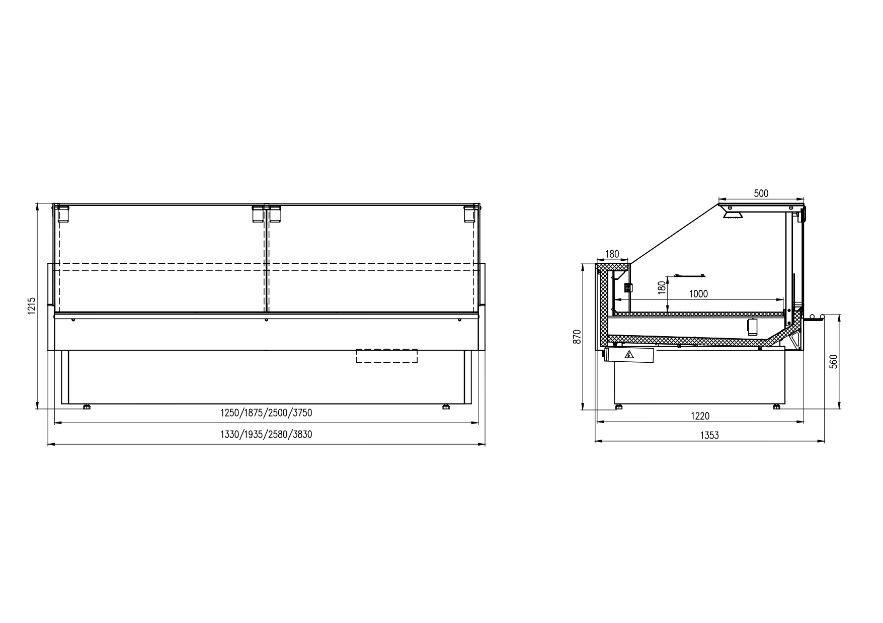 с подъемными стеклами для продуктовых магазинов